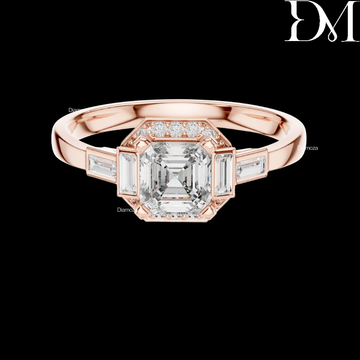 0.60 Ct Archer Cut With Baguette Lab Grown Diamond Luxury Ring For Men