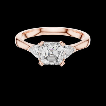 1.00 Square Emerald Cut Lab Grown Diamond Engagement Ring