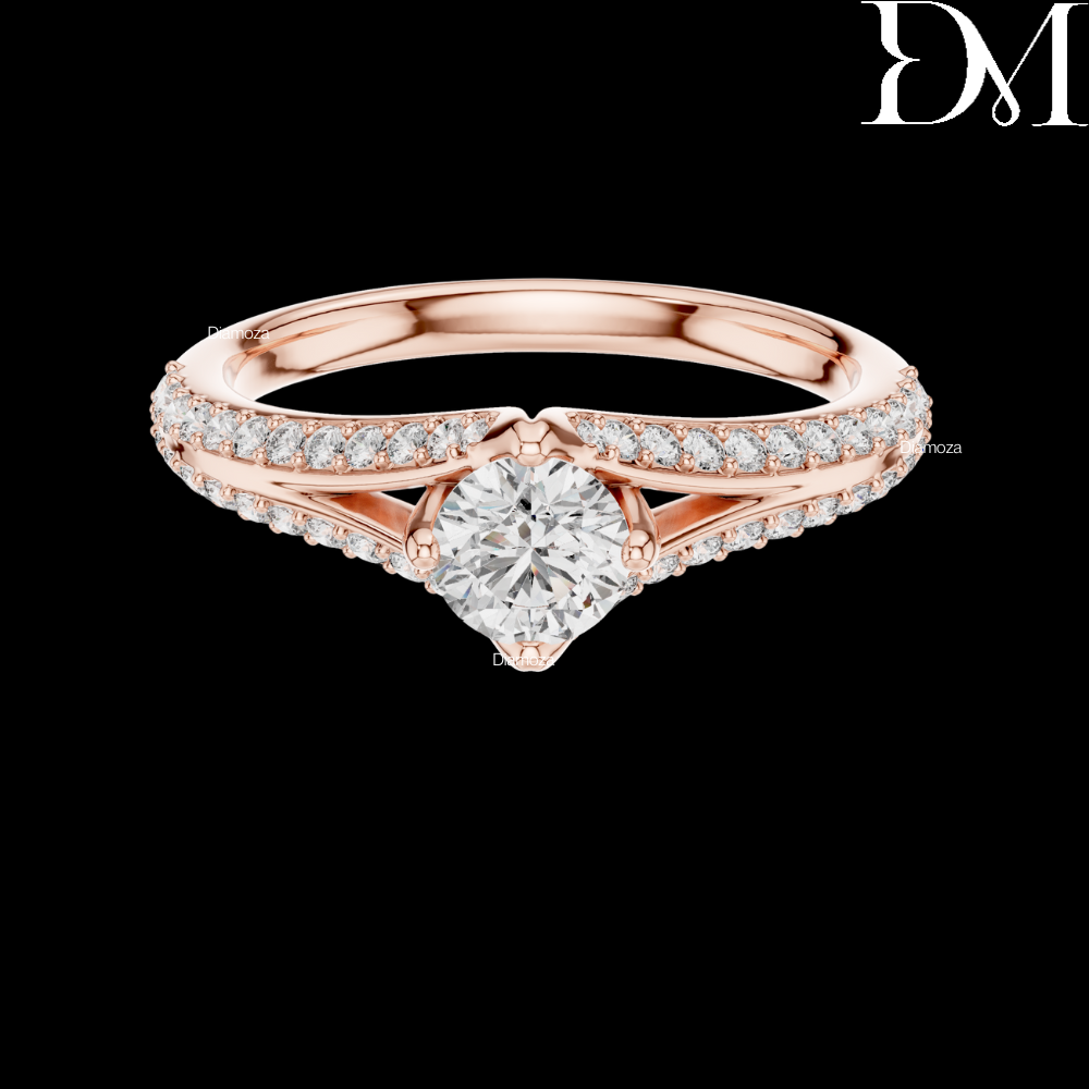 0.45 Ct Round Shape Lab GrownDiamond Pave Ring For Women