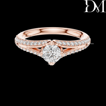 0.45 Ct Round Shape Lab GrownDiamond Pave Ring For Women