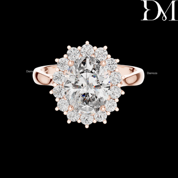 1.50 Ct Oval Lab Grown Diamond Wedding Halo Ring