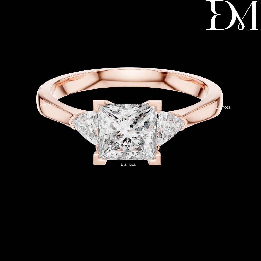 0.80 Ct Princess Cut Lab Grown Diamond Hidden Solitaire Ring