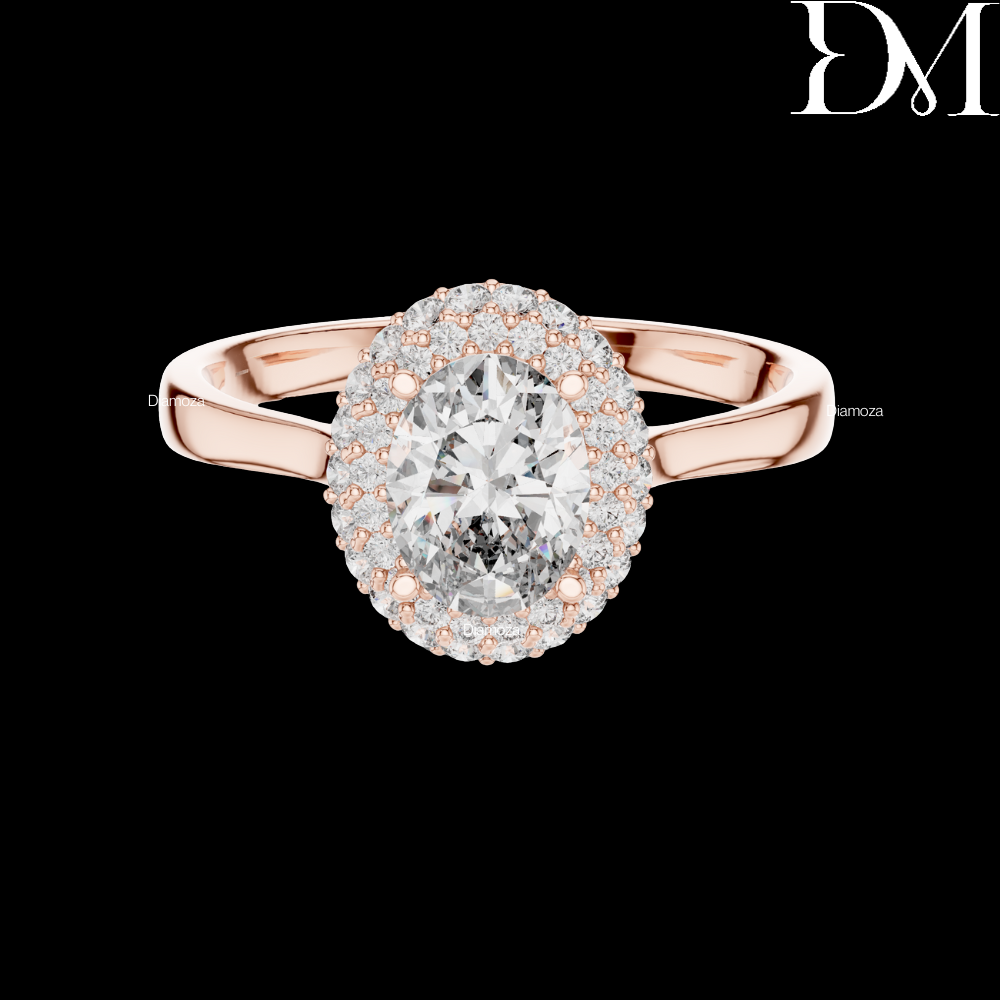 1.10 Ct Oval Lab Grown Diamond Halo Engagement Ring For Women