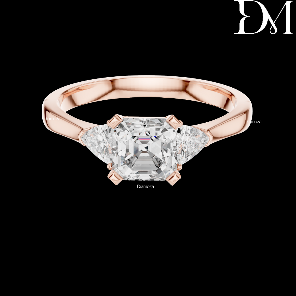 1.00 Square Emerald Cut Lab Grown Diamond Engagement Ring