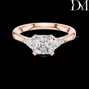 1.00 Square Emerald Cut Lab Grown Diamond Engagement Ring