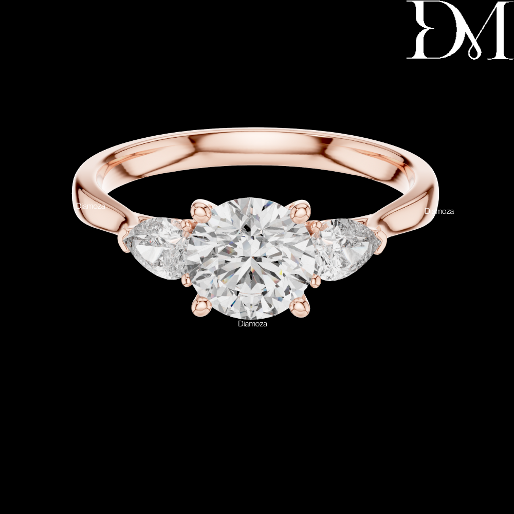 0.80 CT Round And Pear Lab Grown Diamond Solitaire Ring For Women