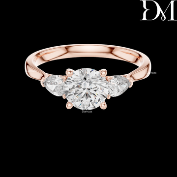 0.80 CT Round And Pear Lab Grown Diamond Solitaire Ring For Women