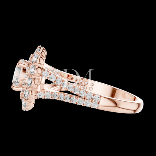 Rose Gold Double Halo Lab Grown Diamond Engagement Ring