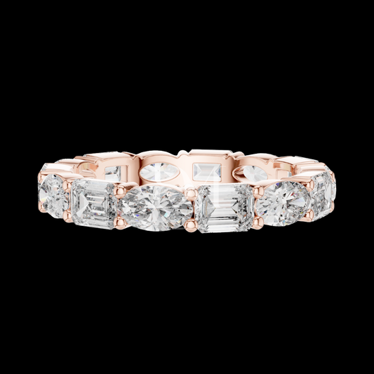 Rose Gold Oval & Emerald Cut Diamond Ring Lab Grown Eternity Style