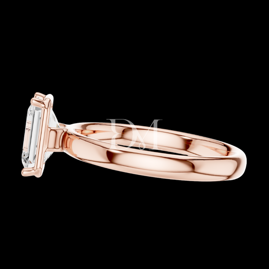 1.50 CT Emerald Cut Lab Diamond Solitaire Ring Rose Gold Classic Style