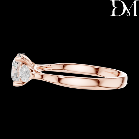 0.80 CT Round And Pear Lab Grown Diamond Solitaire Ring For Women