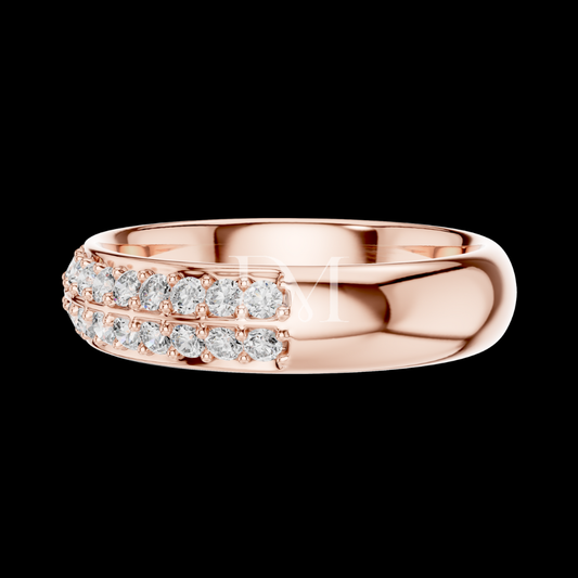 0.60 TCW Rose Gold Lab Grown Diamond Eternity Band Double Line Design