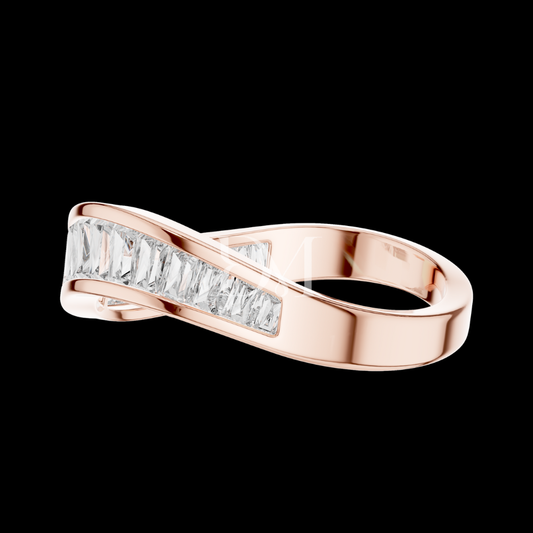 Baguette Cut Lab Grown Diamond Band Eternity Ring in Rose Gold