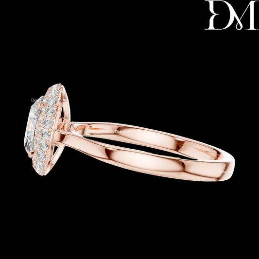 1.10 Ct Oval Lab Grown Diamond Halo Engagement Ring For Women