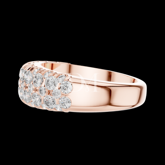 Lab Grown Round Diamond Statement Band Ring Rose Gold