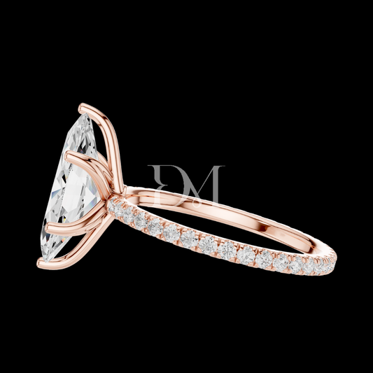 2.50 CT Marquise Cut Lab Grown Diamond Engagement Ring with Pave Band