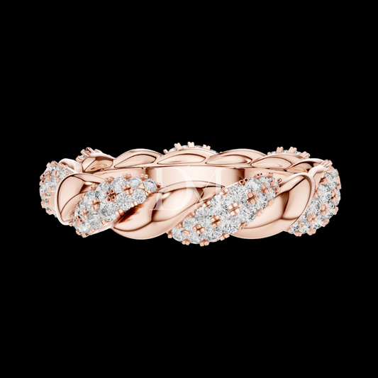 0.70 TCW Twisted Lab Grown Diamond Band in Rose Gold