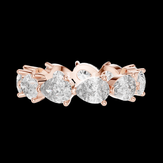 3.08 TCW Pear Cut Lab Grown Diamond Eternity Ring Luxury Rose Gold Band