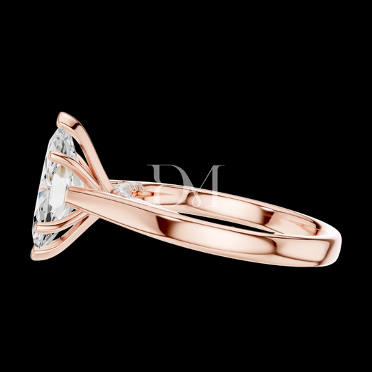 2.00 CT Marquise Cut Lab Grown Diamond Ring in Gold Elegant Solitaire Design