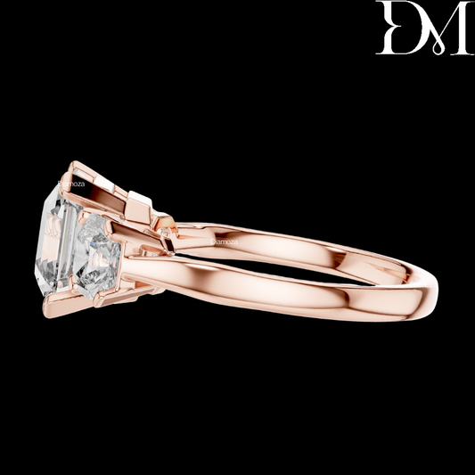 2.75 Ct Square Emerald Cut Lab Grown Diamond Engagement Ring