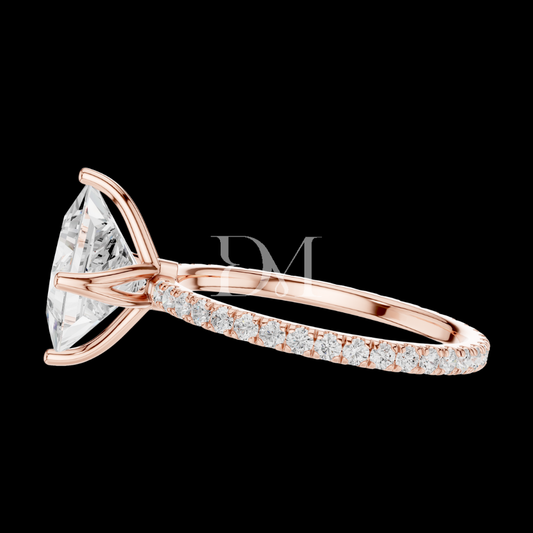 2.50 CT Princess Cut Lab Created Diamond Solitaire Ring Gold with Side Stones