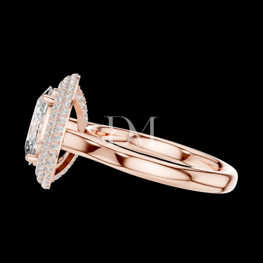 Luxury Oval Lab Grown Diamond Ring with Double Halo