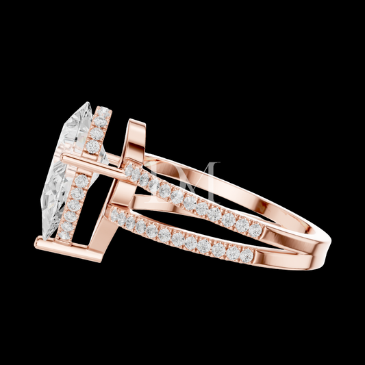 3.00 CT Pear Cut Lab Grown Diamond Double Band Engagement Ring