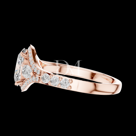 1.00 CT Oval Cut Lab Grown Diamond Engagement Ring in Rose Gold