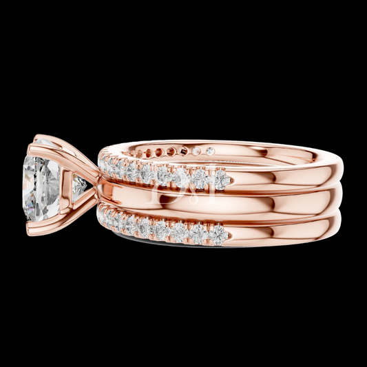 3.00 CT Classic Square Cushion Lab Grown Diamond Engagement & Wedding Band Set