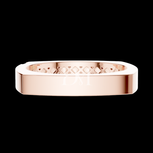 Minimalist Rose Gold Diamond Men’s Ring Contemporary Square Edge Band